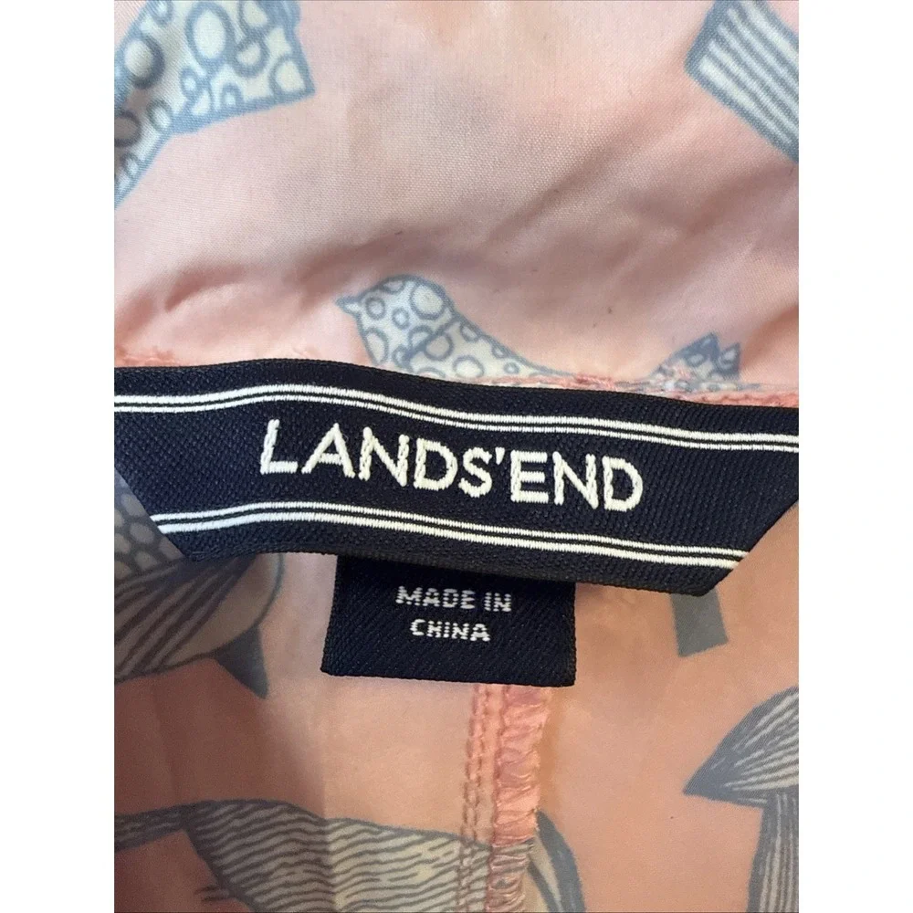Lands' End Bird Pink Lightweight Hooded Windbreaker Packable Jacket‎ Kids XL